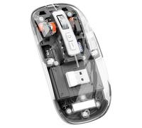 Decqerbe Transparent Magnetic Triple Mode Bluetooth Compatible 2.4G Wireless Mouse One-Click Desktop Type-C Rechargeable(Grey) Easy Install Easy to Use