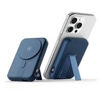 decqle 001 Magnetic Wireless Power Bank 10000mAh Foldable Stand Battery Pack Portable Charger Compatible with MagSafe for iPhone 12/13/14/15 Series 2024 (navy blue)002