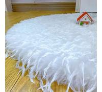 DecroXmas White Christmas Tree Skirt 24 Inch Plush Faux Fur Xmas Tree Mat with Snowy Base Cover, Elegant Holiday Decor for Home, Parties & Festive Gatherings