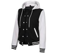 Decrum Hooded Varsity Jacket Women - Letterman Highschool Baseball Bomber Womens Casual Jackets