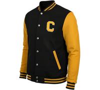 Decrum Letterman Jacket Men - High School Baseball Bomber Style Mens Varsity Jackets, Black & Yellow - Chenille Letter C, M