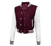 Decrum Softshell Varsity Bomber Jacket Women - Lightweight Bomber Jackets Womens | [40160174] Maroon And White CRP, L