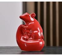 DECRZPB Ceramic Ornament Red mouse Figurine Animal Handcrafted Sculpture Arts Home Office Desktop Decor Wedding Gift