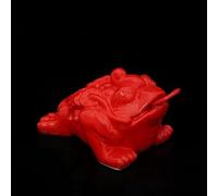 DECRZPB Ceramic Ornament Red toad Figurine Animal Handcrafted Sculpture Arts Home Office Desktop Decor Wedding Gift