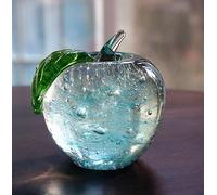 DECRZPB Coloured Glaze Art Blue Apple Glass Figurine Handmade Blown Glass Paperweights Gift for Birthday Home Decor Table Ornament