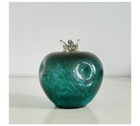 DECRZPB Coloured Glaze Art Green Pomegranate Fruit Glass Figurine Handmade Blown Glass Paperweights Gift for Birthday Home Decor Table Ornament