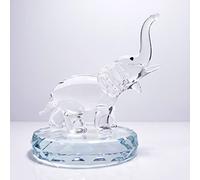 DECRZPB Crystal Glass Animal Elephant with Base Coloured Glaze Figurine Animal Blown Handmade Glass Living Room Paperweights Birthday Gift Table Decor