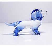 DECRZPB Crystal Glass Blue Dachshund Coloured Glaze Figurine Animal Blown Handmade Glass Living Room Paperweights Birthday Gift Table Ornaments Home Decor