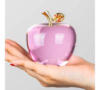 DECRZPB Crystal Glass Pink Apple Paperweight Ornament Fruit Glass Figurine Christmas Birthday Wedding Gift Dining Table Home Decor