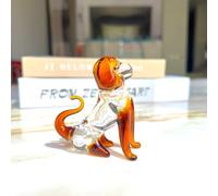 DECRZPB Crystal Ornament Brown dog Glass Figurine Handmade Sculpture Art Gift for Birthday Home Table Ornament