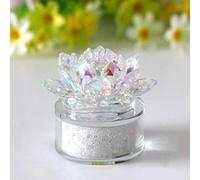 DECRZPB Crystal Ornament Colored Lotus Glass Figurine Handmade Sculpture Art Gift for Birthday Home Table Ornament