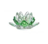 DECRZPB Crystal Ornament Green Lotus Artificial Glass Flowers Figurine Handmade Birthday Wedding Gift Decor