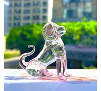 DECRZPB Crystal Ornament Pink Dog Glass Figurine Handmade Sculpture Art Gift for Birthday Home Table Ornament