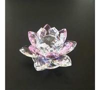 DECRZPB Crystal Ornament Pink Lotus Glass Figurine Handmade Sculpture Art Gift for Birthday Home Table Ornament