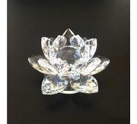 DECRZPB Crystal Ornament Transparent Lotus Glass Figurine Handmade Sculpture Art Gift for Birthday Home Table Ornament