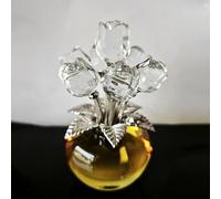 DECRZPB Crystal Ornament Transparent Rose Flower Glass Figurine Handmade Sculpture Art Gift for Birthday Home Table Ornament