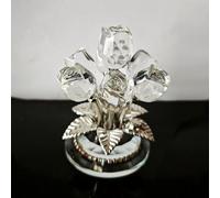 DECRZPB Crystal Ornament Transparent Rose Flower Glass Figurine Handmade Sculpture Art Gift for Birthday Home Table Ornament