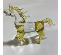 DECRZPB Crystal Ornament Yellow Horse Glass Figurine Handmade Animal Sculpture Art Gift for Birthday Home Table Ornament