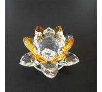 DECRZPB Crystal Ornament Yellow Lotus Glass Figurine Handmade Sculpture Art Gift for Birthday Home Table Ornament