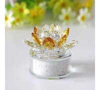 DECRZPB Crystal Ornament Yellow Lotus Glass Figurine Handmade Sculpture Art Gift for Birthday Home Table Ornament