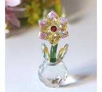 DECRZPB Crystal Ornament Yellow Sunflower Glass Figurine Handmade Sculpture Art Gift for Birthday Home Table Ornament