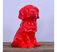 DECRZPB Handcrafted Ceramic Red dog Sculpture Animal Ornament Hotel Home Decor Office Wedding Gift