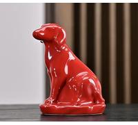 DECRZPB Handcrafted Ceramic Red dog Sculpture Animal Ornament Hotel Home Decor Office Wedding Gift