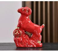 DECRZPB Handcrafted Ceramic Red goat Sculpture Animal Ornament Hotel Home Decor Office Wedding Gift