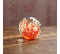 DECRZPB Handmade Glass Round Ball Red Coral Figurine Blown Glass Coloured Glaze Paperweights Birthday Gift Table Ornaments Home Decor