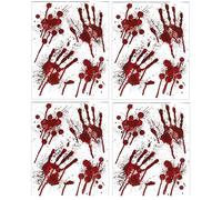 Decsee 4 Sheets of Handprints HALLOWEEN WINDOW STICKERS DECORATION BLOOD Party Bloody Fake