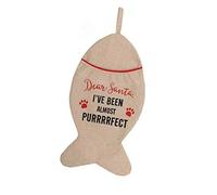 Decsee Pet Christmas Stocking - CATS (Fish shaped) Santa, I've been Purrrrfect