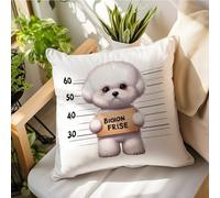 DecStic Cute Make Mistakes Bichon Frise Dog Outdoor Throw Pillow Covers Waterproof Throw Pillowcase 16x16in Modern Dogs Lovers Accent Pillowcase For Patio Garden Sofa Chairs
