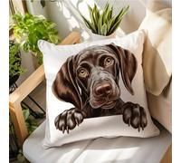 DecStic German Shorthaired Pointer Dog Lying on The Floor Peeking Outdoor Throw Pillow Covers Waterproof Throw Pillowcase 16x16in Farmhouse Dogs Lovers Accent Cushion Cover For Patio Couch Sofa