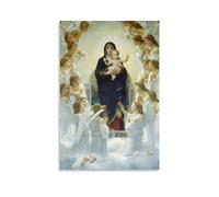 DEcter William Adolphe Bouguereau Painters' Works「Virgin With Angels Mary And Child Jesus」Printed Canvas Po Artworks Canvas Room Aesthetic Wall Art Prints Home Modern Decor Gifts 08x12inch(20x30cm)