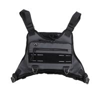 Decumeby Sports Chest Bag, Adjustable Shoulder Straps Reflective Running Vest for Men Women, with Nylon Fabric for Phone Wallet Power Bank, Hiking Camping Workouts (Gray)