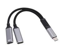 Decumeby USB C Headphone Adapter, Male to Dual Female Type C Audio Dongle Cable, PD 60W Fast Charger Adapter for Playing Games Making Calls