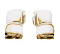 Decumeby Youth Sparring Gloves Tearproof and Breathable for Effective Training - 2 Pack with Wide Hook and Loop Strap (White Gold)