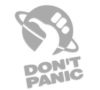 Decus Don't Panic - Hitchhiking Through The Galaxy Hitchhiker's Guide L 0136 (silver) // Sticker OEM JDM Style Vinyl Transfer