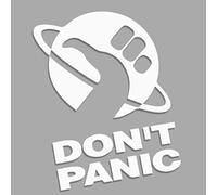 Decus Don't Panic - Hitchhiking Through The Galaxy Hitchhiker's Guide L 0136 (white matt) // Sticker OEM JDM Style Vinyl Transfer