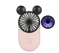DECVO Cute Personal Mini Fan, Handheld & Portable USB Rechargeable Fan with Beautiful LED Light, 3 Adjustable Speeds, Portable Holder, for Indoor Or Outdoor Activities, Cute Mouse 1 Pack (Pink)