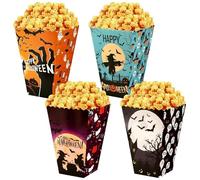 DECYOOL 24 Pcs Halloween Popcorn Boxes, Hocus Pocus Popcorn Boxes Pumpkin Bat Witch Trick Or Treating Popcorn Candy Cookie Treat Boxes for Halloween Theme Birthday Party (4 Styles)
