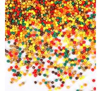 DECYOOL Fall Beads, 1500Pcs Fall Thanksgiving Beads 4mm Autumn Glass Seed Beads Tiny Pony Round Beads for Bracelet Necklace Earrings Jewelry Making（Orange, Yellow, Brown, Green, Red）