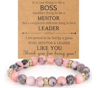 DECZHIYU Boss/Boss Lady/Pastor Wife Appreciation Gifts for Women Natural Stone Beaded Bracelet Gifts for Her Christmas Birthday Present, 7.5 Inch, Stone, no gemstone