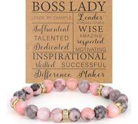 DECZHIYU Boss/Boss Lady/Pastor Wife Appreciation Gifts for Women Natural Stone Beaded Bracelet Gifts for Her Christmas Birthday Present, 7.5 Inch, Stone, no gemstone
