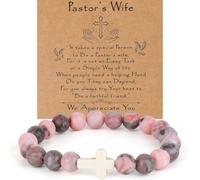 DECZHIYU Boss/Boss Lady/Pastor Wife Appreciation Gifts for Women Natural Stone Beaded Bracelet Gifts for Her Christmas Birthday Present, 7.5 Inch, Stone, no gemstone