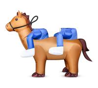 DEDC Brown Couple Inflatable Horse Costume for Adult, Funny Cowboy Blow Up Costume, 2 person Horse Rider Costumes for Men Women Friend Halloween, Cosplay, Western, Country,Hores Themed Party
