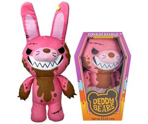 Deddy Bears - Conejo Diablo Easter Soft Toy Plush Collectable In Coffin Box Halloween, Birthdays, Spooky Cuddlies Gifts, Creepy Children's and Adults - 30cm X 20cm