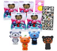 Deddy Bears SquishMe Blind Bag 4 Pack - Bundle with 4 Deddy Bear Foam Figures Plus Stickers, More | Teddy Bear Party Favor Toys for Kids