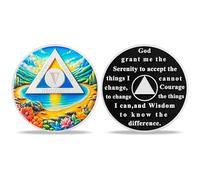deDecoml 5 Year Sobriety Coin - Lake Triangle Medallions and Sobriety Chips - Ideal Alcoholics Anonymous Sobriety Gifts for Men & Women Celebrating Recovery and Serenity