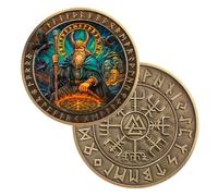 deDecoml Viking Rune Coin Featuring Odin and Sacred Symbols Embrace Strength, Wisdom, and Protection